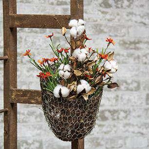Chicken Wire & Angel Vine Wall Basket, 9x8 - The Fox Decor